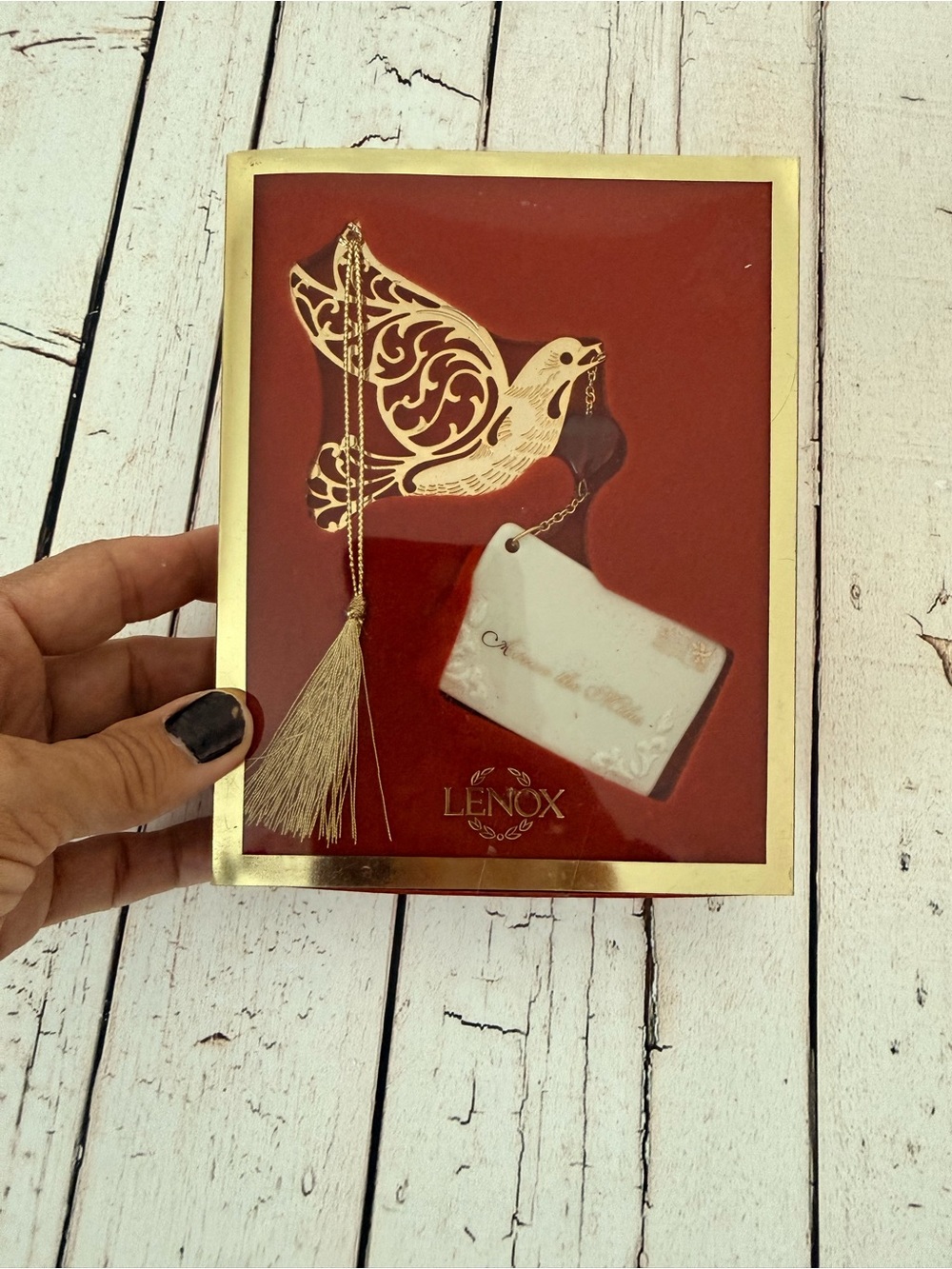 Lenox Gold and Red Decorative Dove Ornament with Tassel